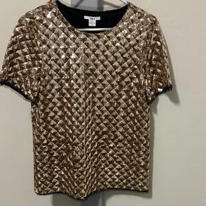 Bar III Metallic Short Sleeve Top